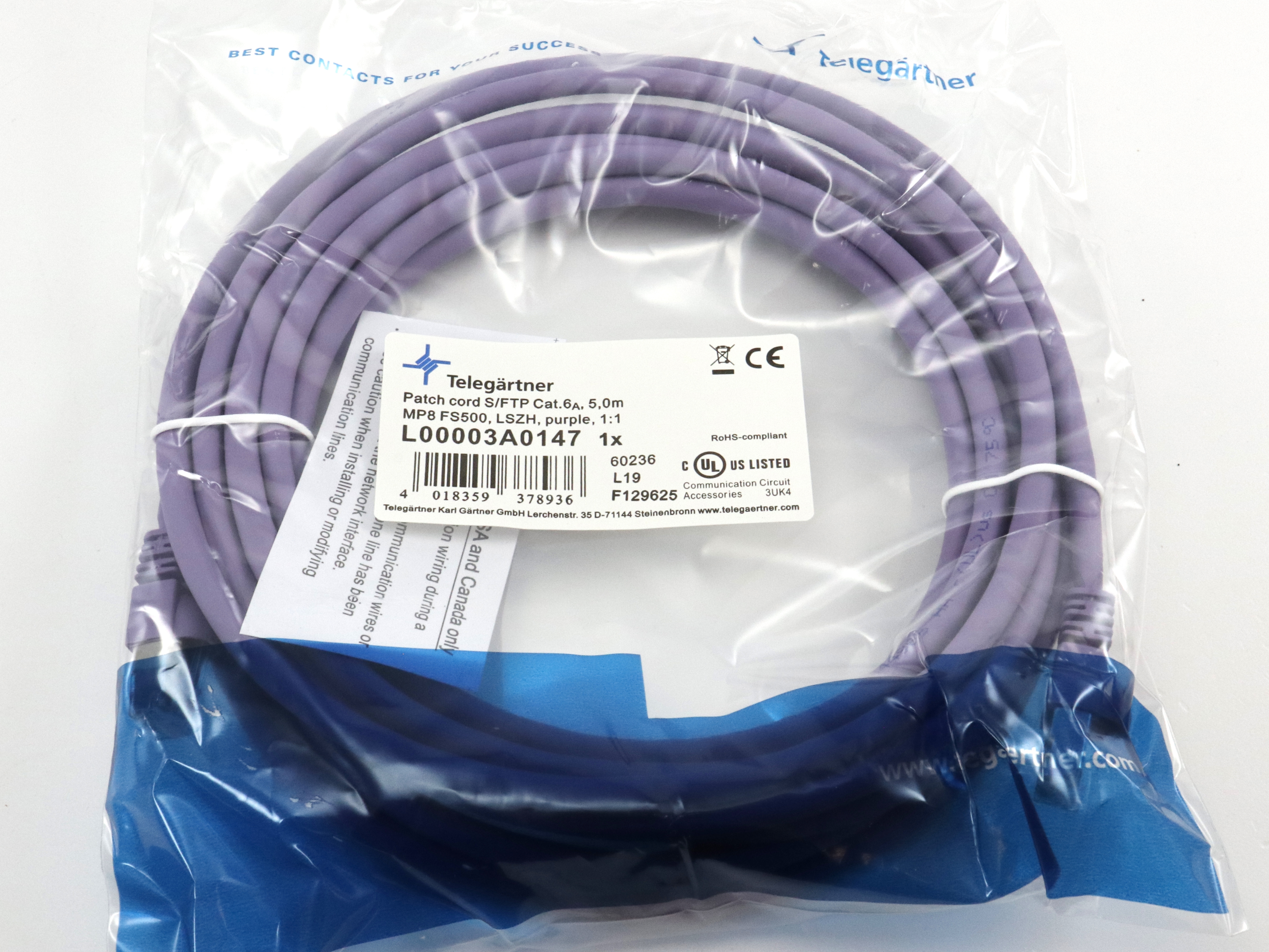 Telegärtner: MP8 FS 500 LSZH-5.0m, lila