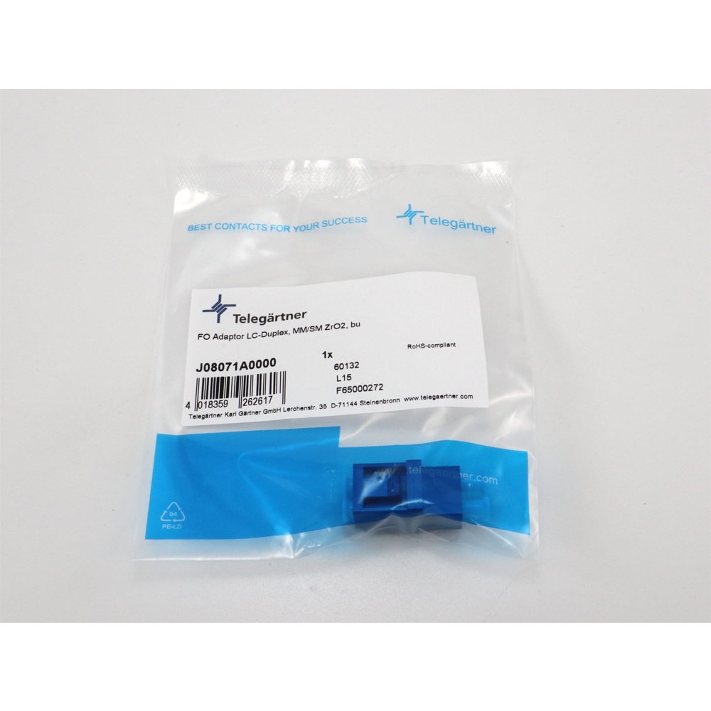 Telegartner: LC-Duplex adaptor - blue