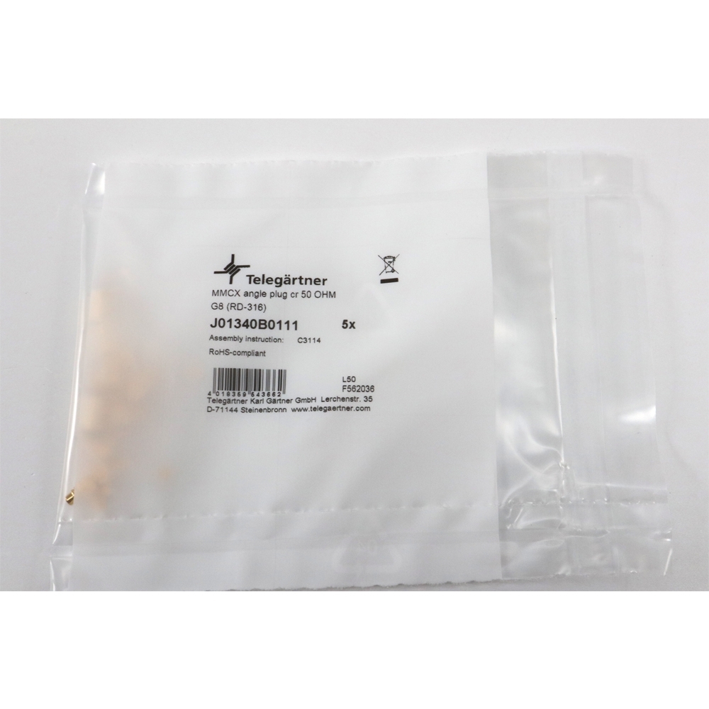 Telegärtner: MMCX-Kabelwinkelstecker Crimp G08