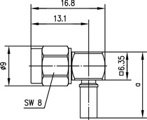 Telegartner: R-SMA Angle Plug Crimp G01