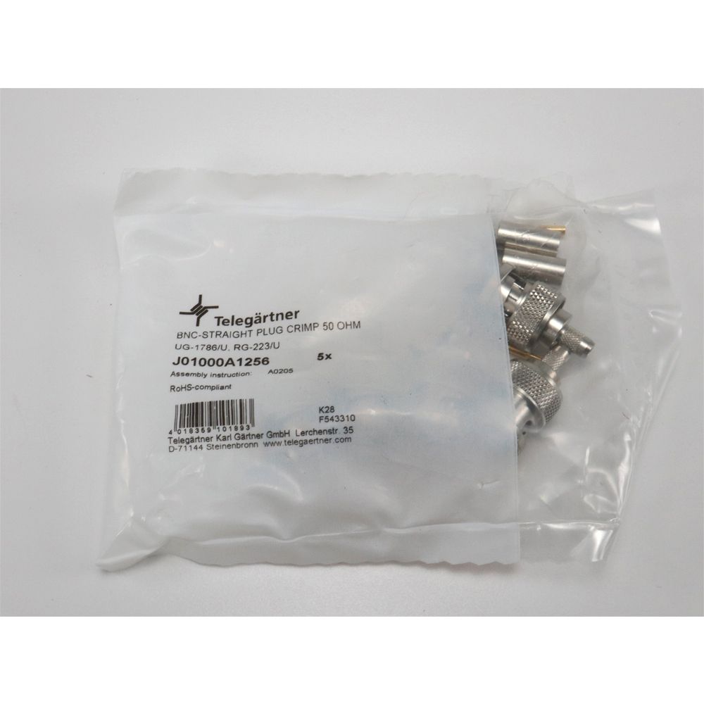 Telegartner: BNC Conector macho recto de crimpar
