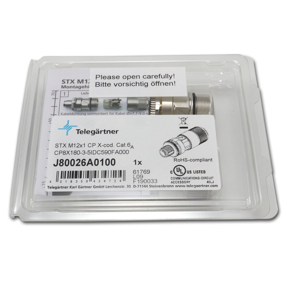 Telegartner: STX M12x1 Cable Plug  Cat.6A